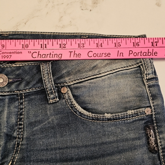 Silver Jeans Co. Aiko High Skinny Jeans W32 Medium Wash Distressed - Picture 12 of 16